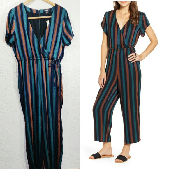 Madewell Pants - Madewell Stripe Short Sleeve Wrap Jumpsuit NWT